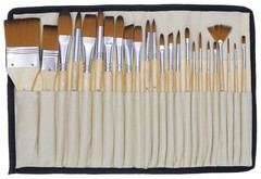 Paint Brush Set Acrylic Watercolor Oil Artist 24 Pcs Lot Painting Brushes Craft