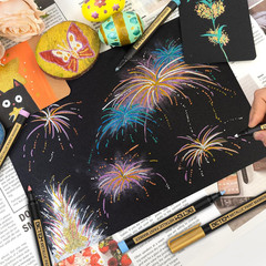 Metallic Paint Markers, 18 Colors Acrylic Paint Metallic Markers for Black Paper