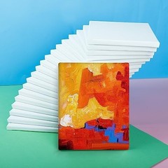 40 Pack 8×10 Stretched Blank Canvas Panels – Primed Cotton for Oil, Acrylic & Wa