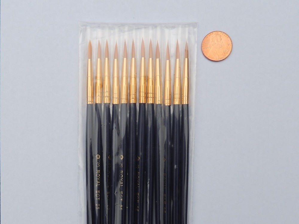 Royal Scholastic Gold Taklon Economy Round Paint Brush 12PC Set- 3, 5,8 or 10