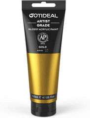 Metallic Gold Acrylic Paint Tubes(120Ml, 4.1 Oz) Gold Leaf Paint Non Toxic Non F