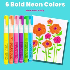 Puffy Paint Neon Pens Set of 6, 3D Foam Texture Painting Puffy Pen, Creative …