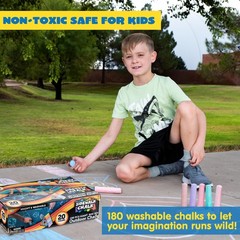 Joyin 180 Pcs Washable Sidewalk Chalks Set In 20 Colors Non-Toxic Jumbo Chalk