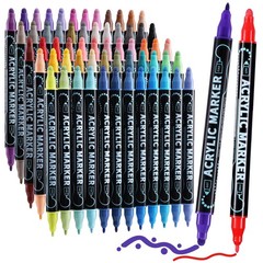 60 Colors Waterproof Dual Tip Acrylic Paint Markers Dot & Fine Tip Premium Co…