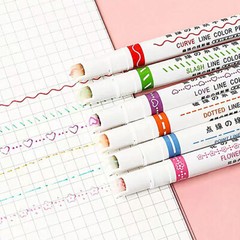 Quick-drying Colorful Curve Highlighters Cute Hand Creative Marker Linear Pen ET