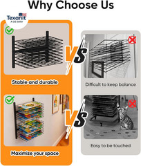 Wall Mount Art Drying Rack, 16 Removable Shelves Metal Paint Drying Rack, Space-