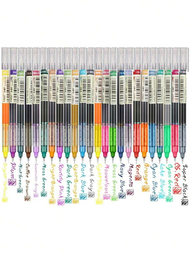 24 PCS Gel Pens Metallic Neon Glitter Pastel High Quality with Fine Points USA