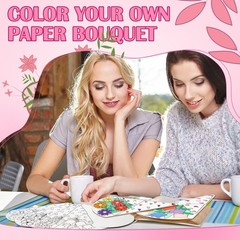 48 Pcs Graduation Crafts Flower Bouquet Color Your Own Paper Coloring DIY Kit