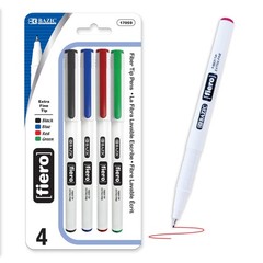 BAZIC Fiero Assorted Color Fiber Tip Fineliner Pen (3/Pack),Art Pens & Markers