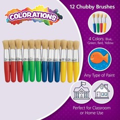 Kids Paint Brushes Jumbo Chubby Set 12 Arts Crafts Classroom Art Supplies
