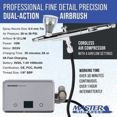 Master Airbrush Powerful Cordless Airbrushing System Kit – 20 to 36 PSI, Port…