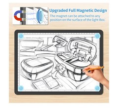 Rechargeable A4 Tracing Light Box Drawing Pad 9,000 Lux Brightness W/ Carry Bag