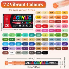 Acrylic Paint Pens 72 Colours 1-6 Mm Brush Tip – Perfect for Rock, Glass, DIY