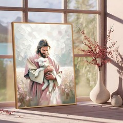 Jesus Embraces Lamb Paint By Numbers Kit DIY Wall Art Decoration Full Drill