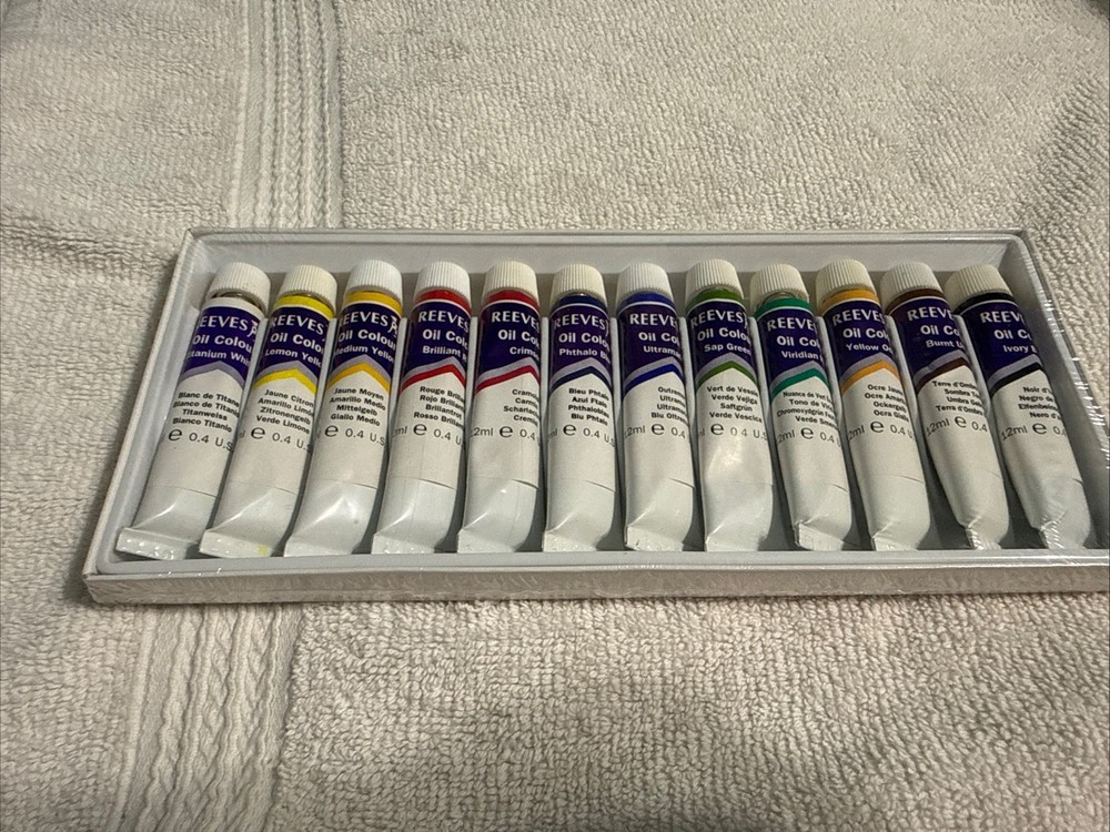 Reeves Fine Oil Colour Set 12 Tubes 0.4 fl oz (Sealed, Box Damage Only) New!