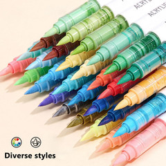 Water Based Acrylic Paint Markers Blue, 9 Colors Acrylic Paint Pens Set with Sof