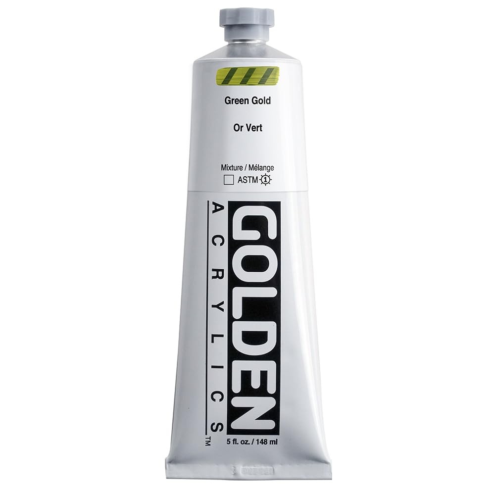 Heavy Body Acrylics Green Gold 5 Fl Oz Tube Professional Paint Transparent