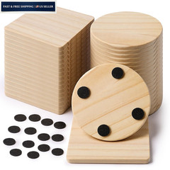 Afcabakila 36 Pcs Unfinished Wood Coasters for Crafts, 4 Inch Blank 36 Pack