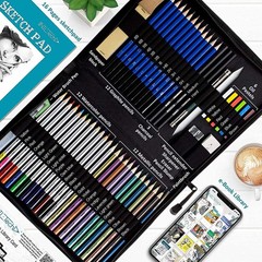 55 PCS Drawing Pencil Set Colored Graphite Charcoal Case Sketching Shading