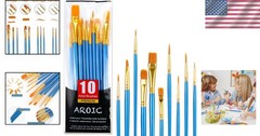 Acrylic Paint Brush Set 10pcs Nylon Watercolor Oil Painting Brushes for Artists