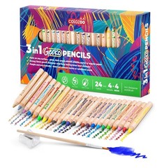 Colozoo 3 In 1 Gecko Pencils Set Of 24 Prints On Glass Stones Plastic Metal