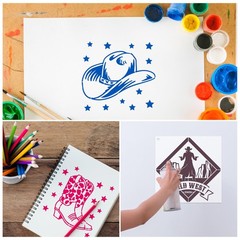 Keluna Western Cowboy Cowgirl Painting Stencils – 20 Reusable Stencils for Wo…