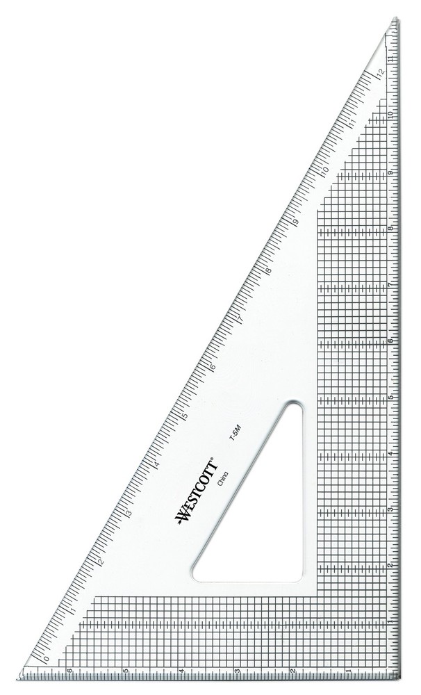 Westcott Clear Acrylic Ruler with Stainless Steel Edge and Graduated Grids