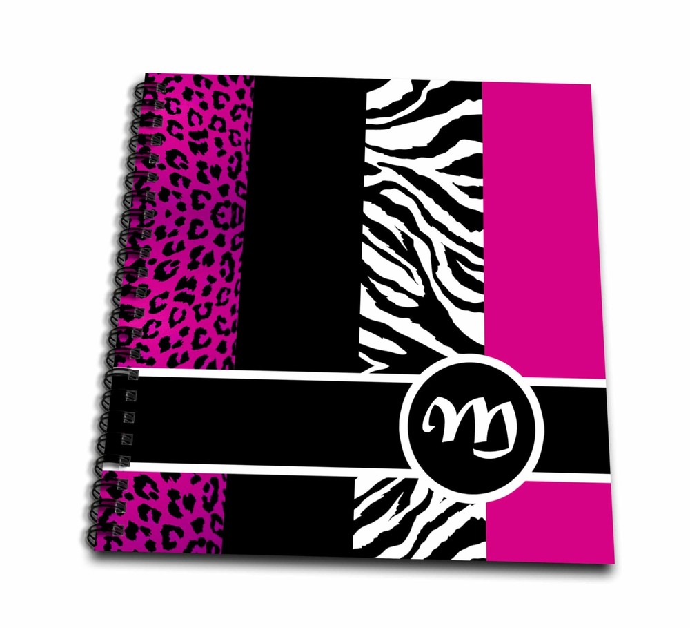 3Drose Db356221 Elegant Animal Print Monogram-Hot Pink M-Drawing Book 8 By