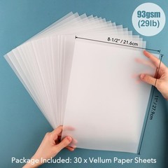 Translucent Vellum Paper 30 Sheets 8.5×11 inch 93gsm 29lb Printable DIY