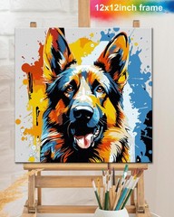 Framed Paint by Numbers Kit for Adults Beginners,12x12inch Dog Paint by Number..