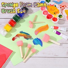 100 Pcs 4 Assorted Sizes Round Sponge Paint Brush for Craft Painting Sponge P…