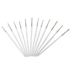 12Pcs Fine Detail Miniature Art Brushes for Painting Nail Art White Wood Nylon