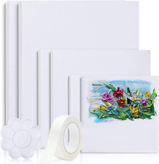 8 Pack Stretched Canvas Painting Set Multi-Size 40×30 30x20cm Tray Palette Tape