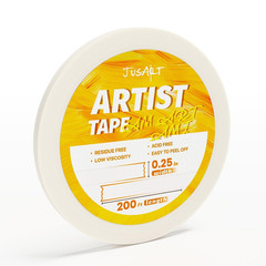 JusArt Artist Tape for Watercolor Paper, 1/4 inch Wide 200FT Long, White Art Tap