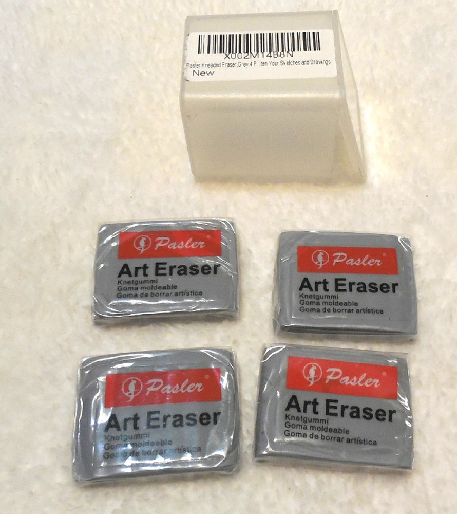 4 new PASLER Grey Kneaded Eraser Perfect for Artists Charcoal ect In Clear Box