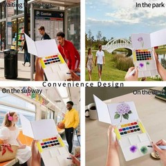 MAIKEDEPOT Portable Watercolor Paint Set 30 Colors Travel Watercolor Kit wit…