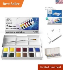 Cotman Watercolor Paint Set, Sketchers’ Pocket Set, 12 Half Pan w/ Brush