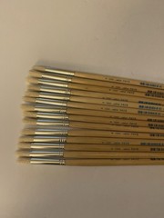 14 Student Artist Brushes 6 1200 Silver Faye Round Tip 12” Long Wood Handle New