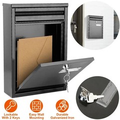 Wall Mount Mailbox Lockable Galvanized Iron Letter Post Box Locking Security Dro