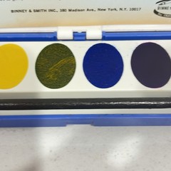 Vintage Binney & Smith Peacock Water Colors No. 525 8 Color Set Complete W/brush