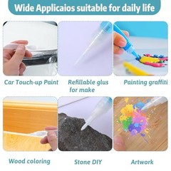 5 PCS Refillable Paint Markers, 0.5mm Extra Fine Tip Empty Acrylic Markers for
