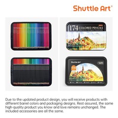 174 Colored Pencils Set with Sketch Pad, Coloring Book, Sharpeners, Extenders