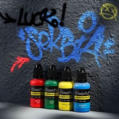 16-Color Acrylic Airbrush Paint Set 30ml Opaque/Neon Water-Based for Artists