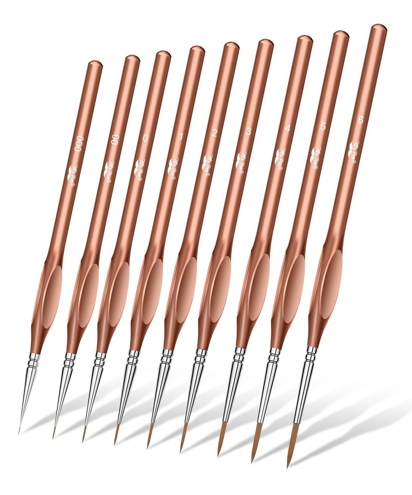 Mr. Pen- Detail Paint Brushes Set, 9 pcs, Rose Gold, Small, Gold