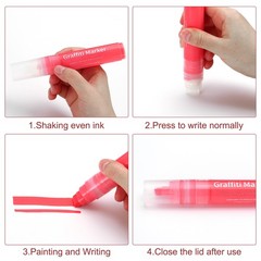 5 Pcs Graffiti Markers, 15mm Red Poster Markers Thick Acrylic Paint Pen