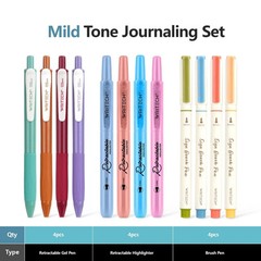 Writech – Colour coded Journalling set 12PCS, Mild colours