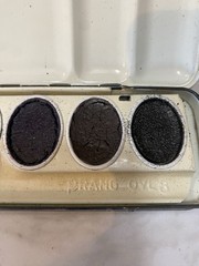 VINTAGE PRANG Eight Water Colors Paint Travel Black Tin 8 Spots