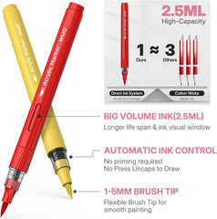 36 Colors Acrylic Paint Markers, Acrylic Paint Pens and Acrylic Markers with Bru