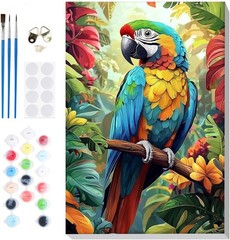 Bowetile Framed Paint by Numbers Parrote for Adults 7.8 x 12 inches, Parrot