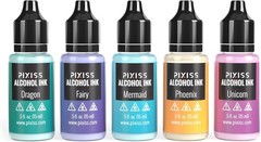 5 Pack Color-Changing Alcohol Inks for Crafts – Precision Tip – 15ml Bottles